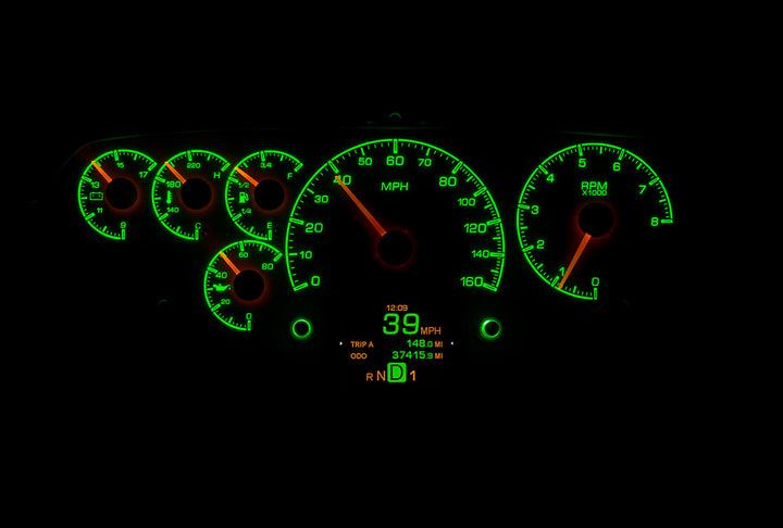 1955 - 1959 Chevy Pickup HDX Instruments Gauge Kit, Direct Fit, HDX, Analog/Digital, Black Face, White/Multicolor Illuminated Numbers, White/Multicolor Illuminated Pointer, Chevy, Kit HDX-55C-PU-K HDX-55C-PU-S