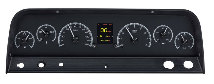 1964 - 1966 Chevy Pickup HDX Instruments Gauge Kit, Direct Fit, HDX, Analog/Digital, Black Face, White/Multicolor Illuminated Numbers, White/Multicolor Illuminated Pointer, Chevy, Kit HDX-64C-PU-K HDX-64C-PU-S