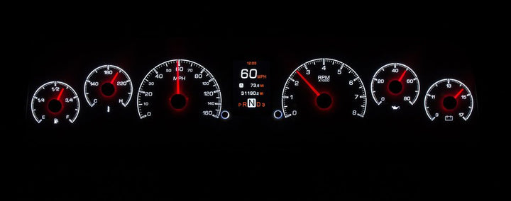 1964 - 1966 Chevy Pickup HDX Instruments Gauge Kit, Direct Fit, HDX, Analog/Digital, Black Face, White/Multicolor Illuminated Numbers, White/Multicolor Illuminated Pointer, Chevy, Kit HDX-64C-PU-K HDX-64C-PU-S