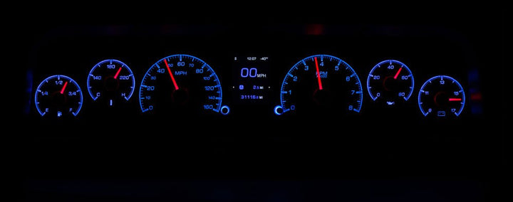 1964 - 1966 Chevy Pickup HDX Instruments Gauge Kit, Direct Fit, HDX, Analog/Digital, Black Face, White/Multicolor Illuminated Numbers, White/Multicolor Illuminated Pointer, Chevy, Kit HDX-64C-PU-K HDX-64C-PU-S