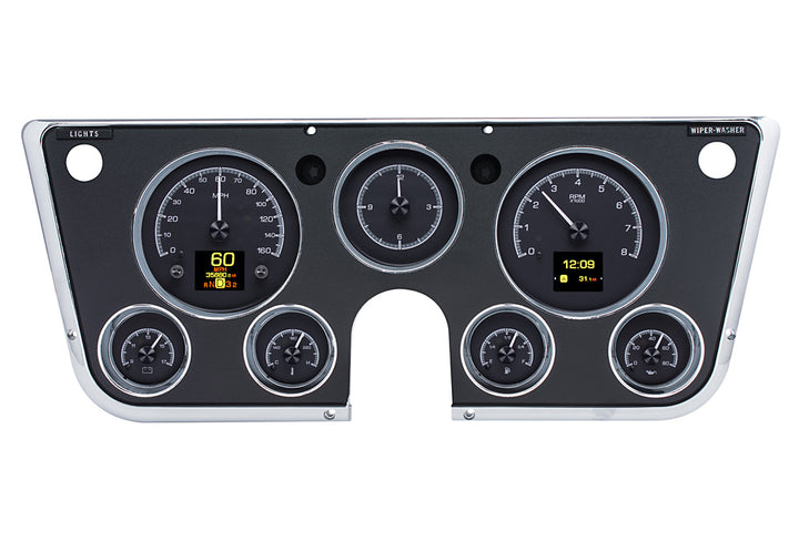 1967- 1972 Chevy / GMC  Pickup HDX Instruments Gauge Kit, Direct Fit, HDX, Analog/Digital, Black Face, White/Multicolor Illuminated Numbers, White/Multicolor Illuminated Pointer, Chevy, Kit HDX-67C-PU-K HDX-67C-PU-S