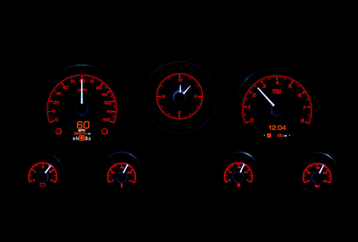 1967- 1972 Chevy / GMC  Pickup HDX Instruments Gauge Kit, Direct Fit, HDX, Analog/Digital, Black Face, White/Multicolor Illuminated Numbers, White/Multicolor Illuminated Pointer, Chevy, Kit HDX-67C-PU-K HDX-67C-PU-S