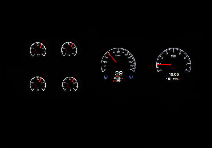 1973- 87 Chevy Pickup, 1973- 91 Chevy Blazer, GMC Jimmy and Suburban HDX Instruments Gauge Kit, Direct Fit, HDX, Analog/Digital, Black Face, White/Multicolor Illuminated Numbers, White/Multicolor Illuminated Pointer, Chevy, Kit  HDX-73C-PU-S HDX-73C-PU-K