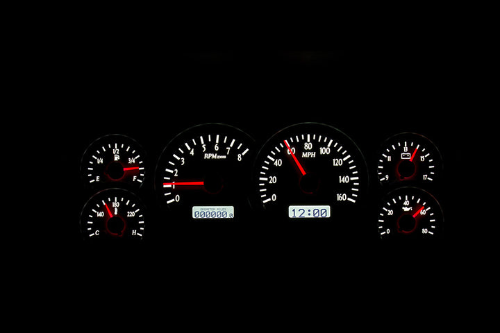 1988 - 1994 Chevy Truck Gauge Kit, Direct Fit, VHX, Analog/Digital, Black Face, White/Multicolor Illuminated Numbers, White/Multicolor Illuminated Pointer, Ford, Kit  VHX-88C-PU