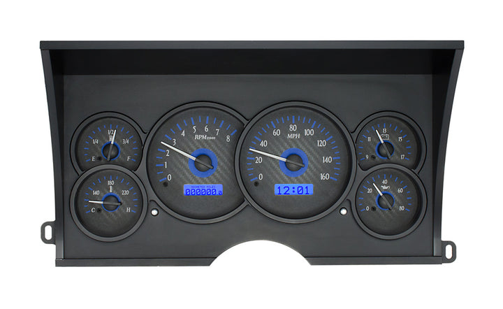 1988 - 1994 Chevy Truck Gauge Kit, Direct Fit, VHX, Analog/Digital, Black Face, White/Multicolor Illuminated Numbers, White/Multicolor Illuminated Pointer, Ford, Kit  VHX-88C-PU