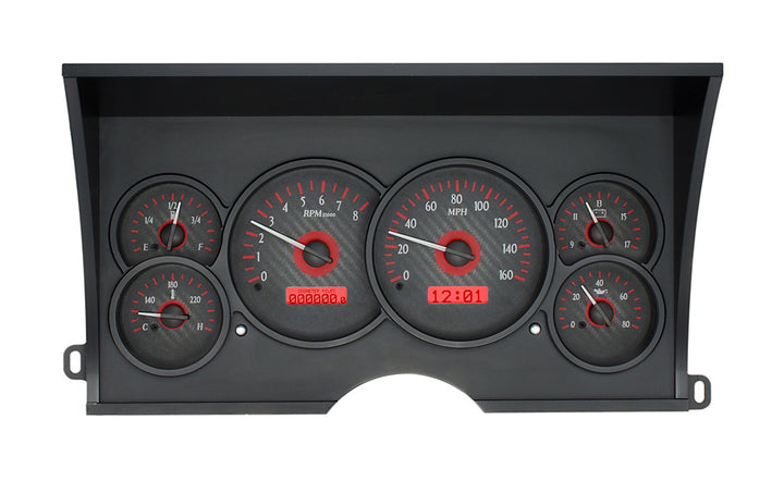1988 - 1994 Chevy Truck Gauge Kit, Direct Fit, VHX, Analog/Digital, Black Face, White/Multicolor Illuminated Numbers, White/Multicolor Illuminated Pointer, Ford, Kit  VHX-88C-PU