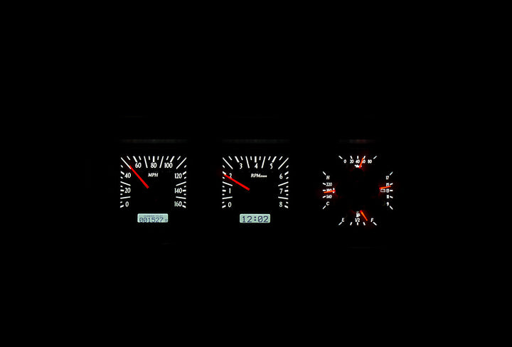 1980 - 1986 Ford truck and Bronco Gauge Kit, Direct Fit, VHX, Analog/Digital, Black Face, White/Multicolor Illuminated Numbers, White/Multicolor Illuminated Pointer, Ford, Kit, VHX-80F-PU-S