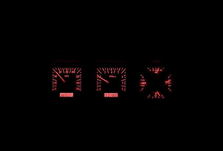 1980 - 1986 Ford truck and Bronco Gauge Kit, Direct Fit, VHX, Analog/Digital, Black Face, White/Multicolor Illuminated Numbers, White/Multicolor Illuminated Pointer, Ford, Kit, VHX-80F-PU-S