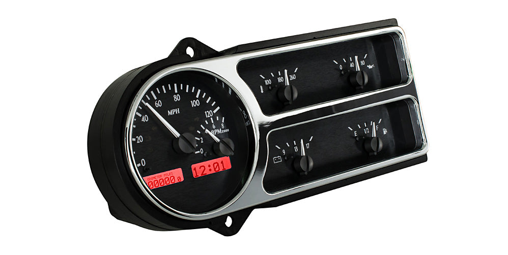 1948 - 1950 Ford truck Gauge Kit, Direct Fit, VHX, Analog/Digital, Black Face, White/Multicolor Illuminated Numbers, White/Multicolor Illuminated Pointer, Ford, Kit VHX-48F-PU