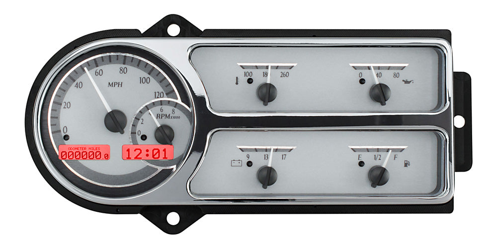 1948 - 1950 Ford truck Gauge Kit, Direct Fit, VHX, Analog/Digital, Black Face, White/Multicolor Illuminated Numbers, White/Multicolor Illuminated Pointer, Ford, Kit VHX-48F-PU