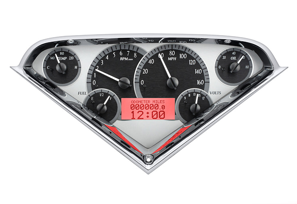 1955- 1959 Chevy Truck Gauge Kit, Direct Fit, VHX, Analog/Digital, Black Face, White/Multicolor Illuminated Numbers, White/Multicolor Illuminated Pointer, Ford, Kit VHX-55C-PU