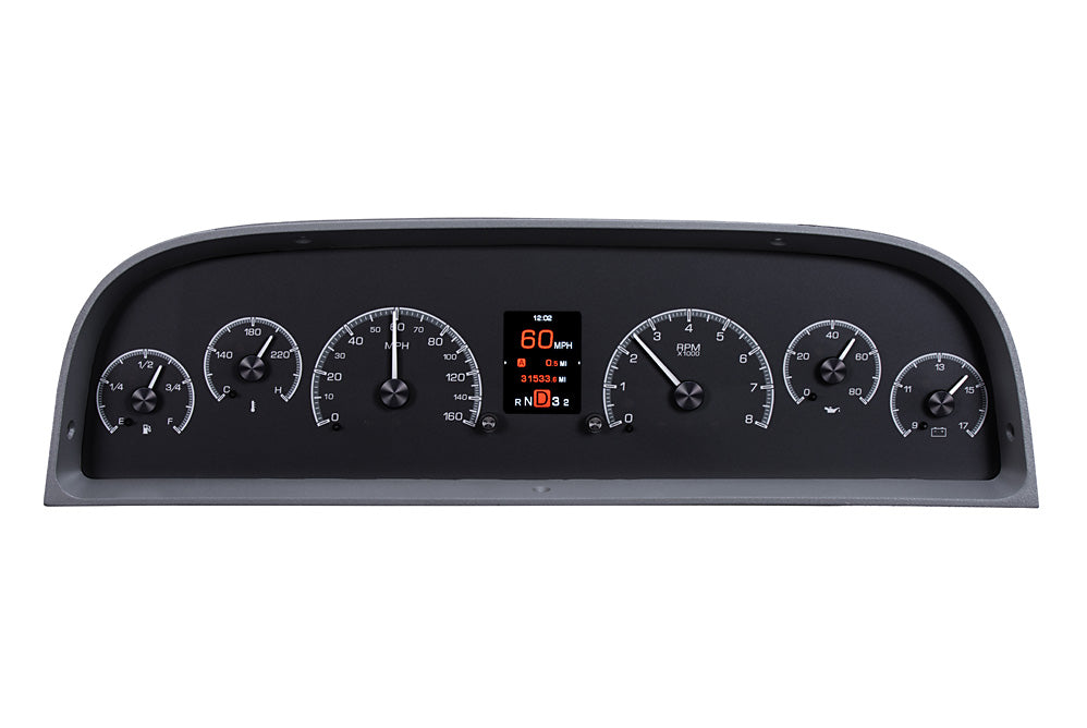 1960 - 1963 Chevy Pickup HDX Instruments Gauge Kit, Direct Fit, HDX, Analog/Digital, Black Face, White/Multicolor Illuminated Numbers, White/Multicolor Illuminated Pointer, Chevy, Kit HDX-60C-PU-K HDX-60C-PU-S