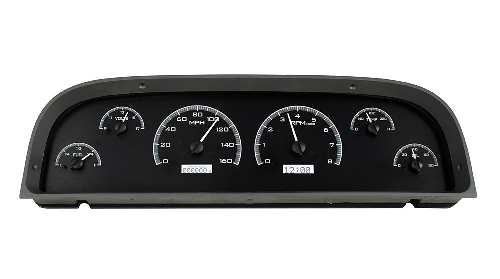 1960 - 1963 Chevy Truck Gauge Kit, Direct Fit, VHX, Analog/Digital, Black Face, White/Multicolor Illuminated Numbers, White/Multicolor Illuminated Pointer, Ford, Kit VHX-60C-PU