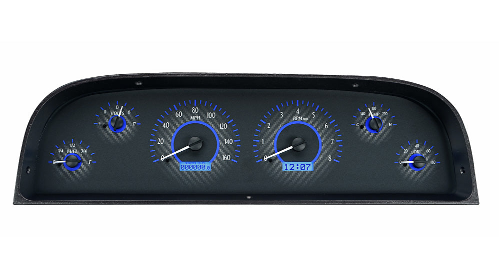 1960 - 1963 Chevy Truck Gauge Kit, Direct Fit, VHX, Analog/Digital, Black Face, White/Multicolor Illuminated Numbers, White/Multicolor Illuminated Pointer, Ford, Kit VHX-60C-PU