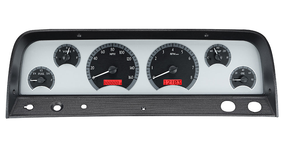 1964 - 1966 Chevy Truck Gauge Kit, Direct Fit, VHX, Analog/Digital, Black Face, White/Multicolor Illuminated Numbers, White/Multicolor Illuminated Pointer, Ford, Kit VHX-64C-PU