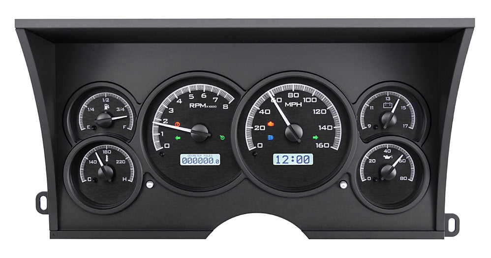 1988 - 1994 Chevy Truck Gauge Kit, Direct Fit, VHX, Analog/Digital, Black Face, White/Multicolor Illuminated Numbers, White/Multicolor Illuminated Pointer, Ford, Kit  VHX-88C-PU