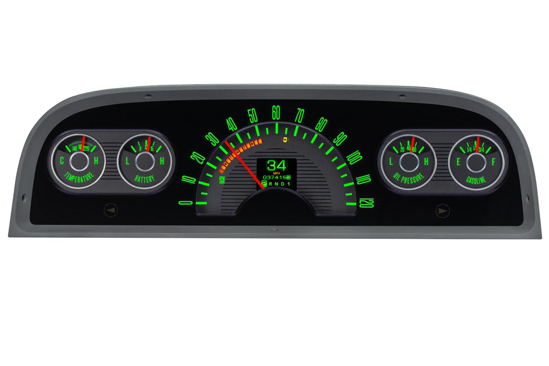 1960-1963 RTX Chevy gauges color green.