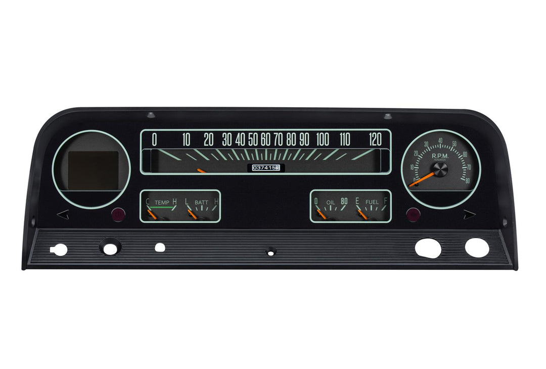 1964-1966 RTX Chevy gauges power off with bezel.