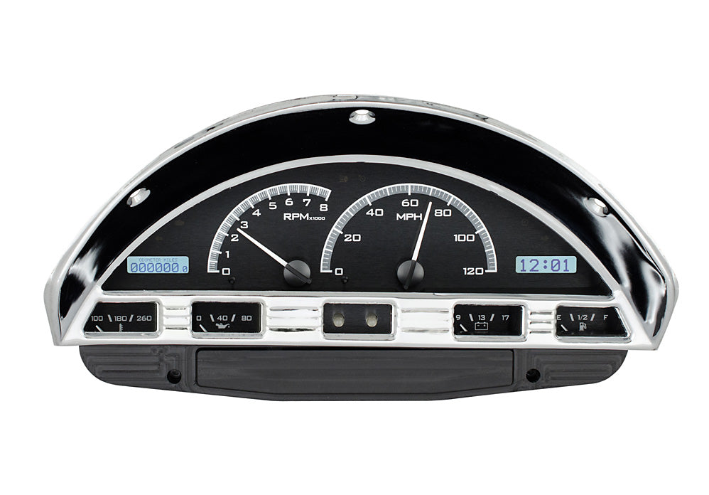 1956 Ford truck Gauge Kit, Direct Fit, VHX, Analog/Digital, Black Face, White/Multicolor Illuminated Numbers, White/Multicolor Illuminated Pointer, Ford, Kit VHX-56F-PU