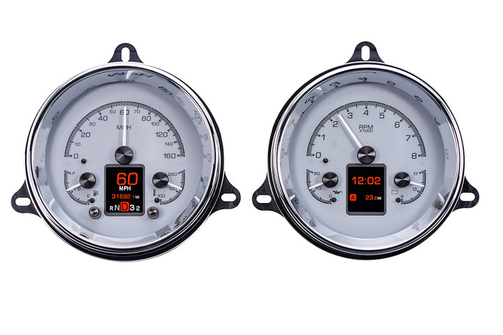1954 and 1955 1st Series Chevy Pickup HDX Instruments Gauge Kit, Direct Fit, HDX, Analog/Digital, Black Face, White/Multicolor Illuminated Numbers, White/Multicolor Illuminated Pointer, Chevy, Kit HDX-54C-PU-K  HDX-54C-PU-S