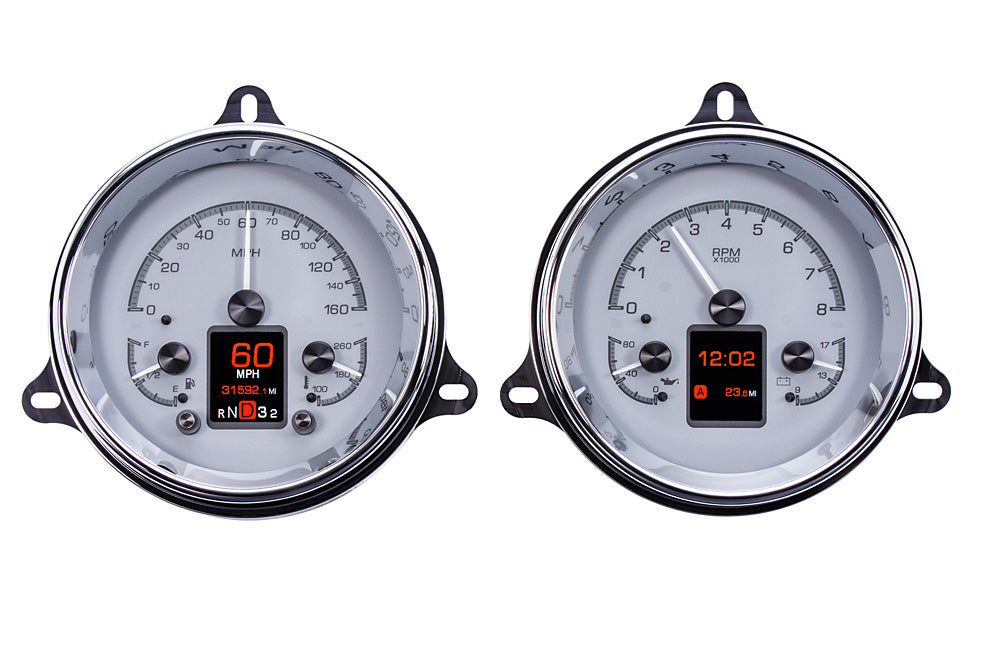 1954 and 1955 1st Series Chevy Pickup HDX Instruments Gauge Kit, Direct Fit, HDX, Analog/Digital, Black Face, White/Multicolor Illuminated Numbers, White/Multicolor Illuminated Pointer, Chevy, Kit HDX-54C-PU-K  HDX-54C-PU-S