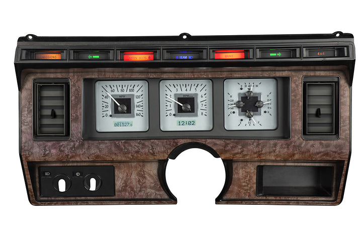 1980 - 1986 Ford truck and Bronco Gauge Kit, Direct Fit, VHX, Analog/Digital, Black Face, White/Multicolor Illuminated Numbers, White/Multicolor Illuminated Pointer, Ford, Kit, VHX-80F-PU-S