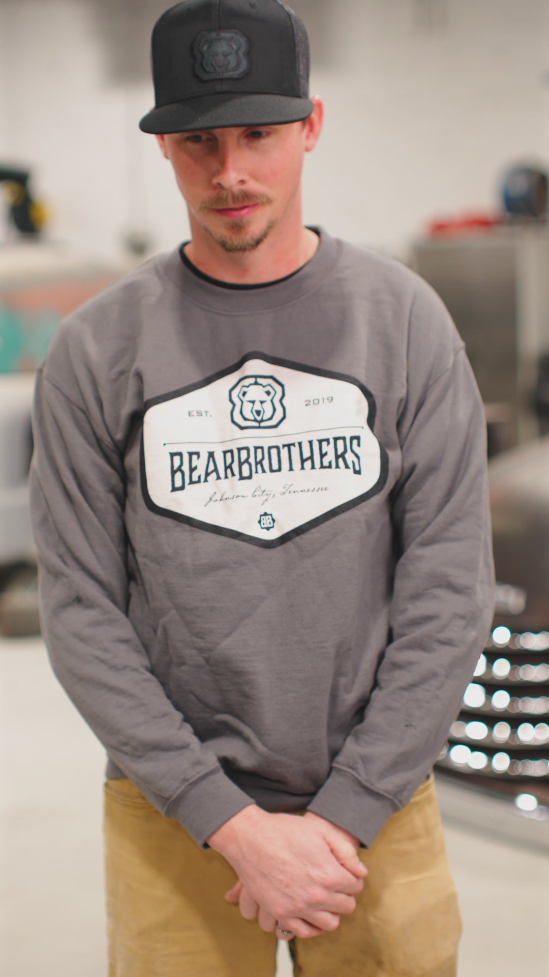 Bear Brothers Classic Logo - Gray Crew Neck